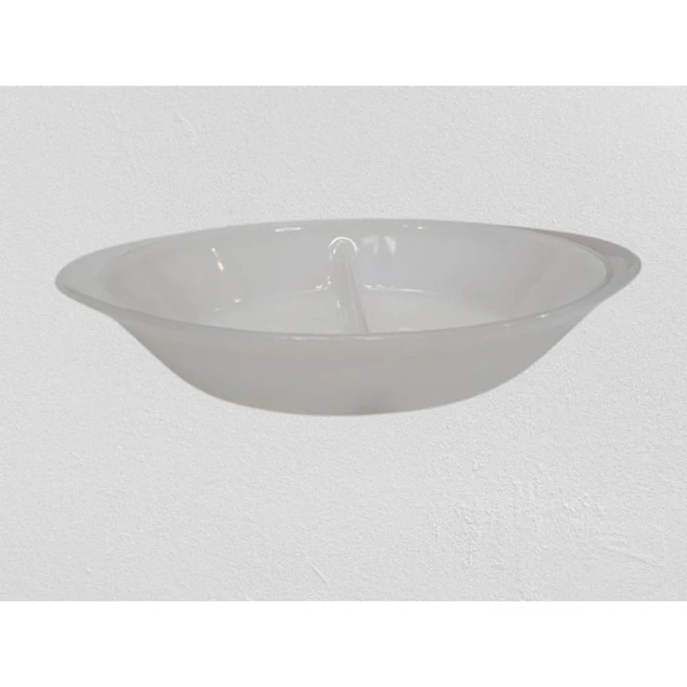 VINTAGE GlasBake Milk Glass Divided Bake Serving Dish J-2352 12